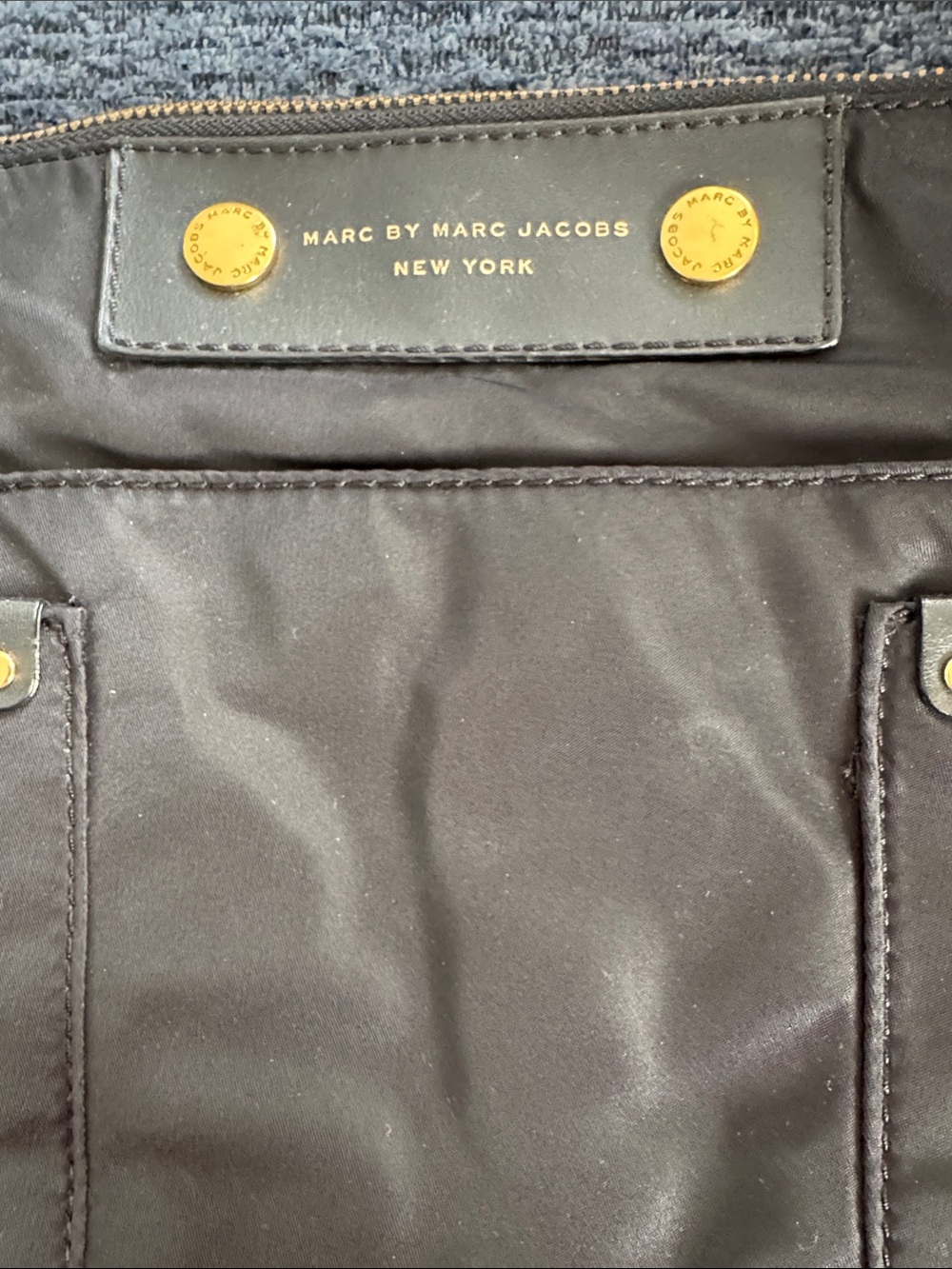 Marc By Marc Jacobs Black Nylon Messenger Crossbody with Gold Accents - Picture 2 of 6